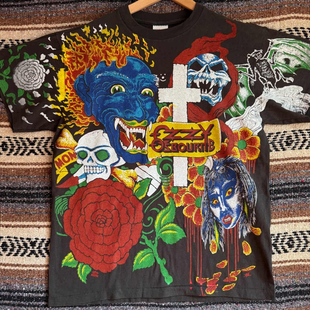 Ozzy Osbourne Tattoo AOP Tshirt Large Black All Over Print Reprint